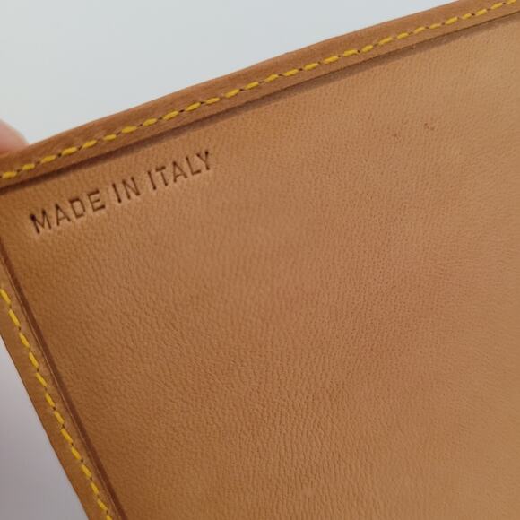 Hunting World Vintage Designer Tan Green Wallet Italian Retro Nylon Leather - Picture 4 of 11